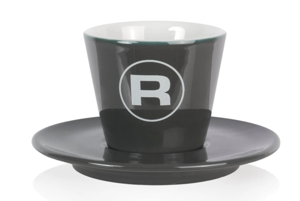 Rocket Cappuccino Tasse Porta Via in edlem dunkelgrau - ohne Henkel mit Unterteller Cup