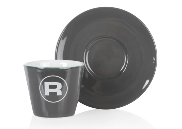 Rocket Cappuccino Tasse Porta Via in edlem dunkelgrau - ohne Henkel mit Unterteller Cup