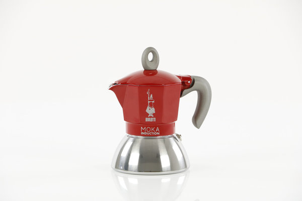 Bialetti Moka Induktion Kocher * Espresso für 2, 4, 6 Tassen * Schwarz / Rot